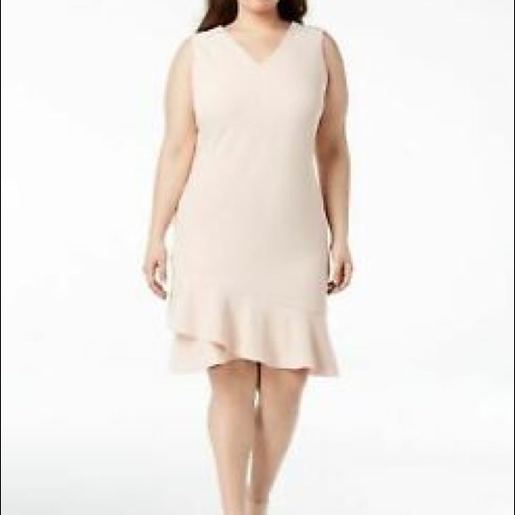 Calvin Klein Sleeveless V-neck Ruffle Dress - Picture 1 of 4